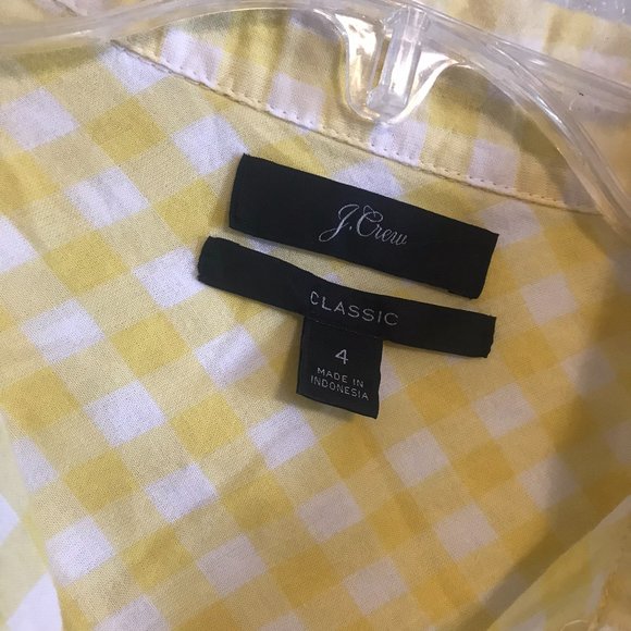J.CREW Yellow Gingham Cotton Blend Classic Button Down Shirt Size 4 - Picture 4 of 6